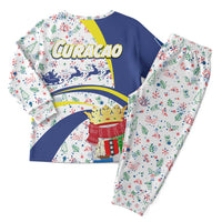 Curacao Christmas Pajama Set with Santa Lizard Crown Gifts Snowflakes and Holiday Icons Design - Wonder Print Shop