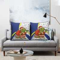 Curacao Christmas Pillow Cover with Santa Lizard Crown Gifts Snowflakes and Holiday Icons Design - Wonder Print Shop