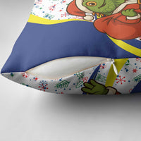 Curacao Christmas Pillow Cover with Santa Lizard Crown Gifts Snowflakes and Holiday Icons Design - Wonder Print Shop