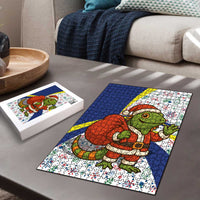 Curacao Christmas Puzzle with Santa Lizard Crown Gifts Snowflakes and Holiday Icons Design - Wonder Print Shop