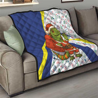 Curacao Christmas Quilt with Santa Lizard Crown Gifts Snowflakes and Holiday Icons Design - Wonder Print Shop