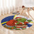 Curacao Christmas Round Carpet with Santa Lizard Crown Gifts Snowflakes and Holiday Icons Design - Wonder Print Shop