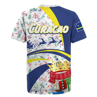 Curacao Christmas Rugby Jersey with Santa Lizard Crown Gifts Snowflakes and Holiday Icons Design - Wonder Print Shop