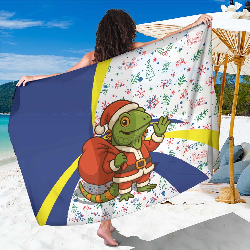 Curacao Christmas Sarong with Santa Lizard Crown Gifts Snowflakes and Holiday Icons Design - Wonder Print Shop