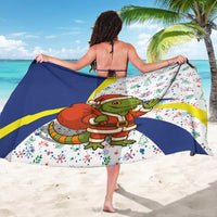 Curacao Christmas Sarong with Santa Lizard Crown Gifts Snowflakes and Holiday Icons Design - Wonder Print Shop