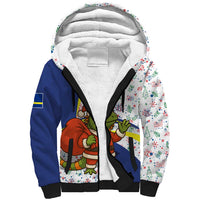 Curacao Christmas Sherpa Hoodie with Santa Lizard Crown Gifts Snowflakes and Holiday Icons Design - Wonder Print Shop