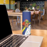 Curacao Christmas Skinny Tumbler with Santa Lizard Crown Gifts Snowflakes and Holiday Icons Design - Wonder Print Shop