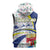 Curacao Christmas Sleeveless Hoodie with Santa Lizard Crown Gifts Snowflakes and Holiday Icons Design - Wonder Print Shop