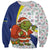 Curacao Christmas Sweatshirt with Santa Lizard Crown Gifts Snowflakes and Holiday Icons Design - Wonder Print Shop
