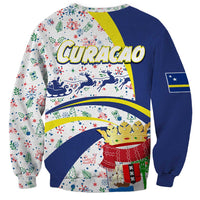 Curacao Christmas Sweatshirt with Santa Lizard Crown Gifts Snowflakes and Holiday Icons Design - Wonder Print Shop