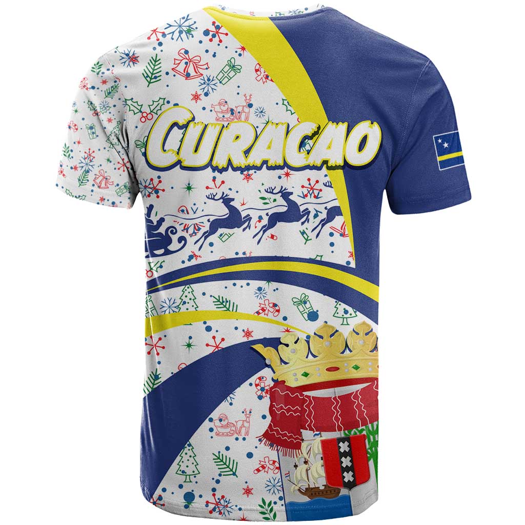Curacao Christmas T Shirt with Santa Lizard Crown Gifts Snowflakes and Holiday Icons Design - Wonder Print Shop
