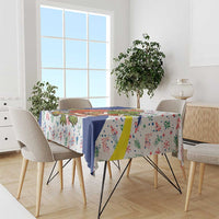 Curacao Christmas Tablecloth with Santa Lizard Crown Gifts Snowflakes and Holiday Icons Design - Wonder Print Shop