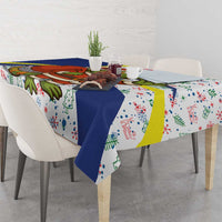 Curacao Christmas Tablecloth with Santa Lizard Crown Gifts Snowflakes and Holiday Icons Design - Wonder Print Shop