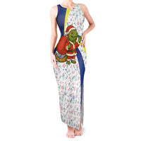 Curacao Christmas Tank Maxi Dress with Santa Lizard Crown Gifts Snowflakes and Holiday Icons Design - Wonder Print Shop