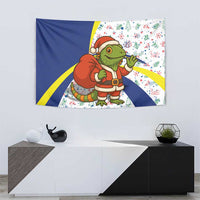 Curacao Christmas Tapestry with Santa Lizard Crown Gifts Snowflakes and Holiday Icons Design - Wonder Print Shop