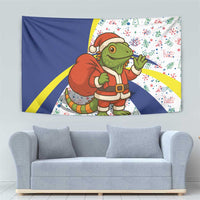 Curacao Christmas Tapestry with Santa Lizard Crown Gifts Snowflakes and Holiday Icons Design - Wonder Print Shop