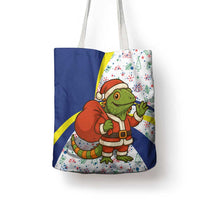 Curacao Christmas Tote Bag with Santa Lizard Crown Gifts Snowflakes and Holiday Icons Design - Wonder Print Shop