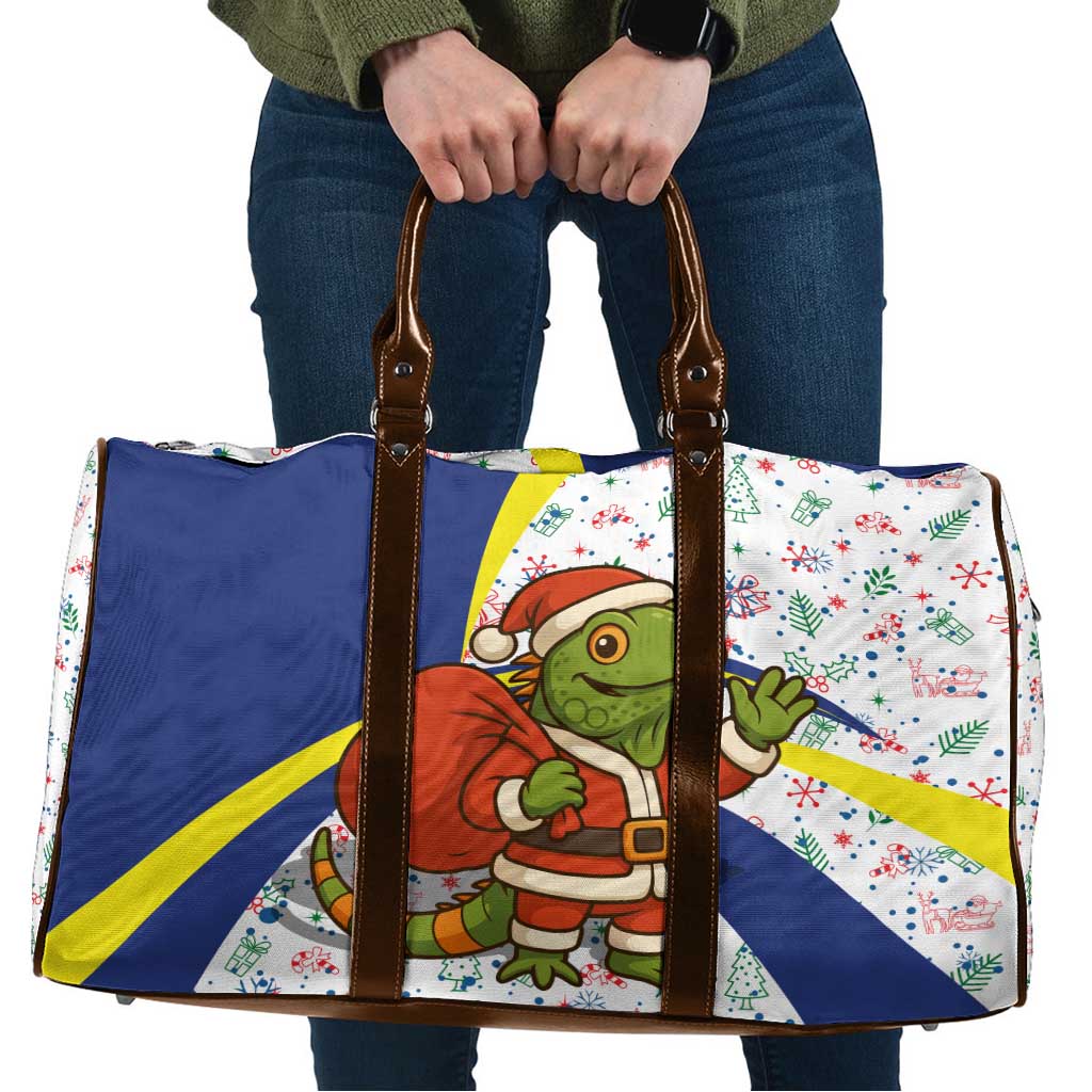 Curacao Christmas Travel Bag with Santa Lizard Crown Gifts Snowflakes and Holiday Icons Design - Wonder Print Shop