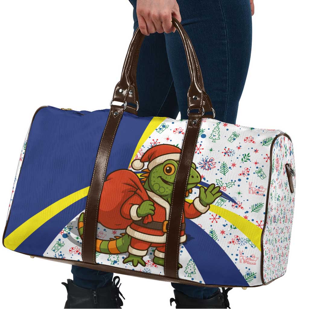 Curacao Christmas Travel Bag with Santa Lizard Crown Gifts Snowflakes and Holiday Icons Design - Wonder Print Shop