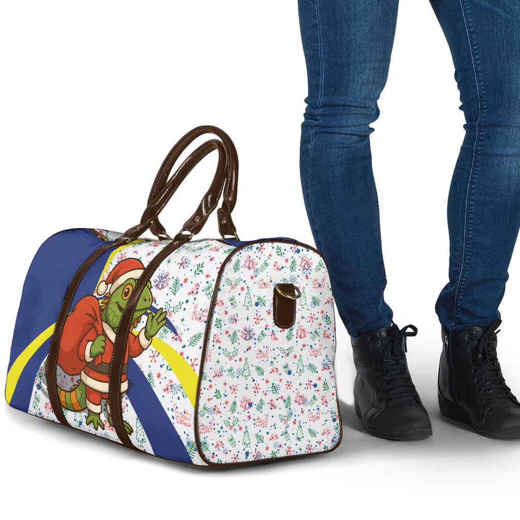 Curacao Christmas Travel Bag with Santa Lizard Crown Gifts Snowflakes and Holiday Icons Design - Wonder Print Shop