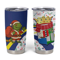 Curacao Christmas Tumbler Cup with Santa Lizard Crown Gifts Snowflakes and Holiday Icons Design - Wonder Print Shop