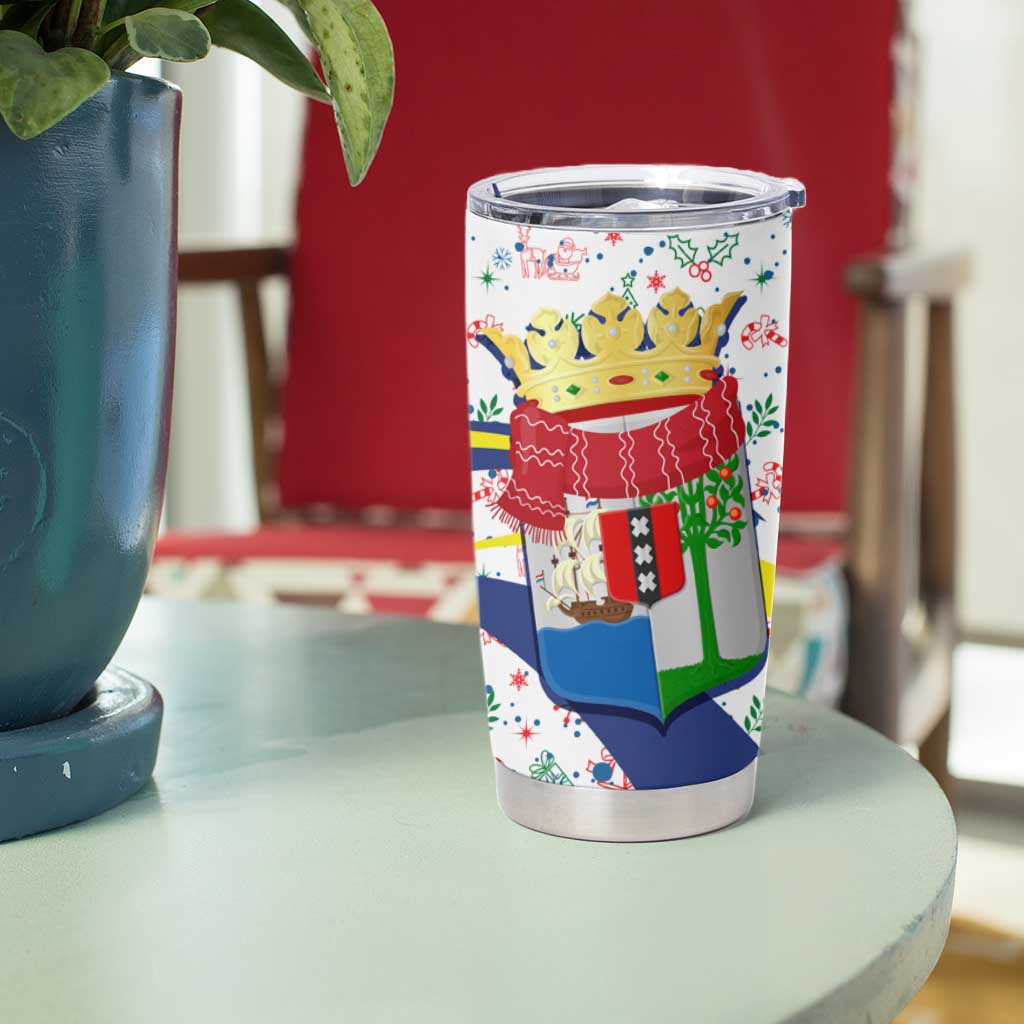 Curacao Christmas Tumbler Cup with Santa Lizard Crown Gifts Snowflakes and Holiday Icons Design - Wonder Print Shop