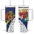 Curacao Christmas Tumbler With Handle with Santa Lizard Crown Gifts Snowflakes and Holiday Icons Design - Wonder Print Shop