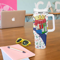 Curacao Christmas Tumbler With Handle with Santa Lizard Crown Gifts Snowflakes and Holiday Icons Design - Wonder Print Shop