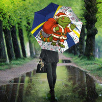 Curacao Christmas Umbrella with Santa Lizard Crown Gifts Snowflakes and Holiday Icons Design - Wonder Print Shop