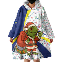 Curacao Christmas Wearable Blanket Hoodie with Santa Lizard Crown Gifts Snowflakes and Holiday Icons Design - Wonder Print Shop