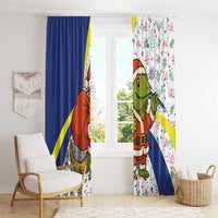 Curacao Christmas Window Curtain with Santa Lizard Crown Gifts Snowflakes and Holiday Icons Design - Wonder Print Shop