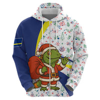 Curacao Christmas Zip Hoodie with Santa Lizard Crown Gifts Snowflakes and Holiday Icons Design - Wonder Print Shop