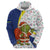 Curacao Christmas Zip Hoodie with Santa Lizard Crown Gifts Snowflakes and Holiday Icons Design - Wonder Print Shop