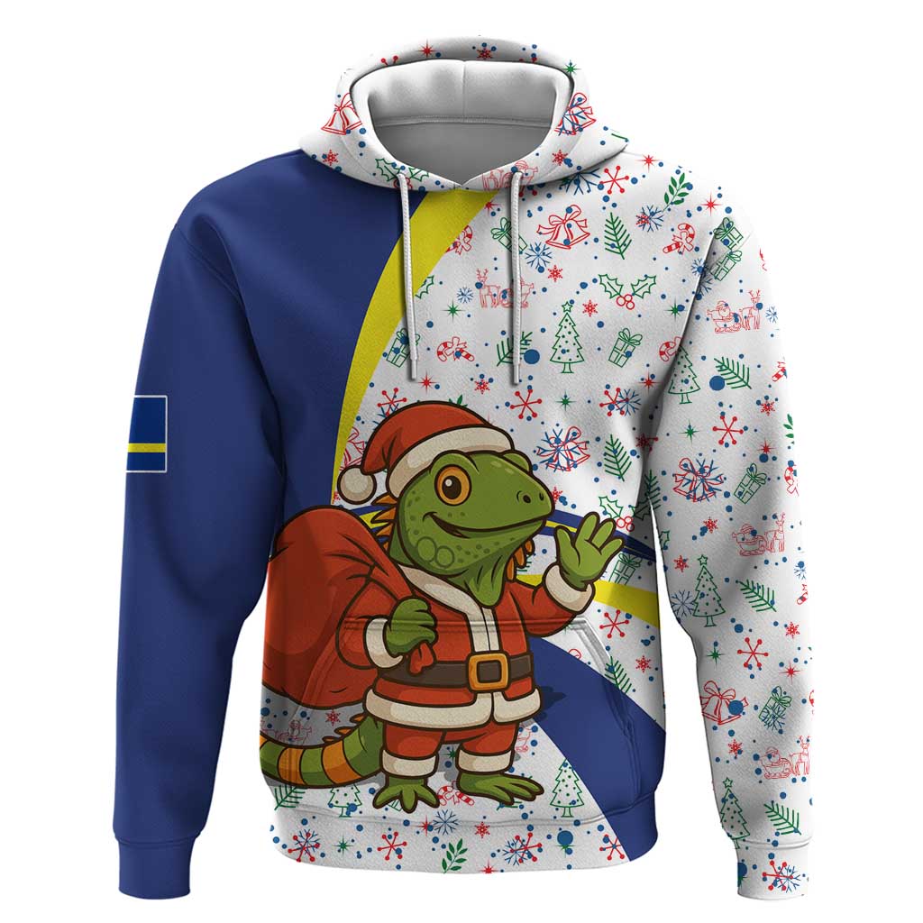 Curacao Christmas Zip Hoodie with Santa Lizard Crown Gifts Snowflakes and Holiday Icons Design - Wonder Print Shop