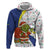 Curacao Christmas Zip Hoodie with Santa Lizard Crown Gifts Snowflakes and Holiday Icons Design - Wonder Print Shop
