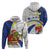 Curacao Christmas Zip Hoodie with Santa Lizard Crown Gifts Snowflakes and Holiday Icons Design - Wonder Print Shop