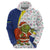 Curacao Christmas Zip Hoodie with Santa Lizard Crown Gifts Snowflakes and Holiday Icons Design - Wonder Print Shop