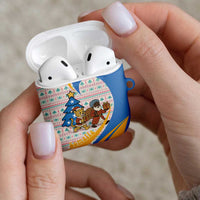 Somalia Christmas AirPods Case with Santa Cheetah Christmas Tree Village Scene and Festive Snowflake - Wonder Print Shop