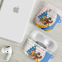 Somalia Christmas AirPods Case with Santa Cheetah Christmas Tree Village Scene and Festive Snowflake - Wonder Print Shop