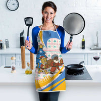 Somalia Christmas Apron with Santa Cheetah Christmas Tree Village Scene and Festive Snowflake - Wonder Print Shop