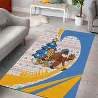 Somalia Christmas Area Rug with Santa Cheetah Christmas Tree Village Scene and Festive Snowflake - Wonder Print Shop