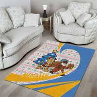 Somalia Christmas Area Rug with Santa Cheetah Christmas Tree Village Scene and Festive Snowflake - Wonder Print Shop