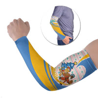 Somalia Christmas Arm Sleeves with Santa Cheetah Christmas Tree Village Scene and Festive Snowflake - Wonder Print Shop