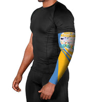 Somalia Christmas Arm Sleeves with Santa Cheetah Christmas Tree Village Scene and Festive Snowflake - Wonder Print Shop