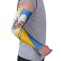 Somalia Christmas Arm Sleeves with Santa Cheetah Christmas Tree Village Scene and Festive Snowflake - Wonder Print Shop