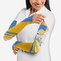 Somalia Christmas Arm Sleeves with Santa Cheetah Christmas Tree Village Scene and Festive Snowflake - Wonder Print Shop