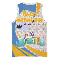Somalia Christmas Basketball Jersey with Santa Cheetah Christmas Tree Village Scene and Festive Snowflake - Wonder Print Shop