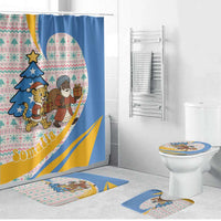 Somalia Christmas Bathroom Set with Santa Cheetah Christmas Tree Village Scene and Festive Snowflake - Wonder Print Shop