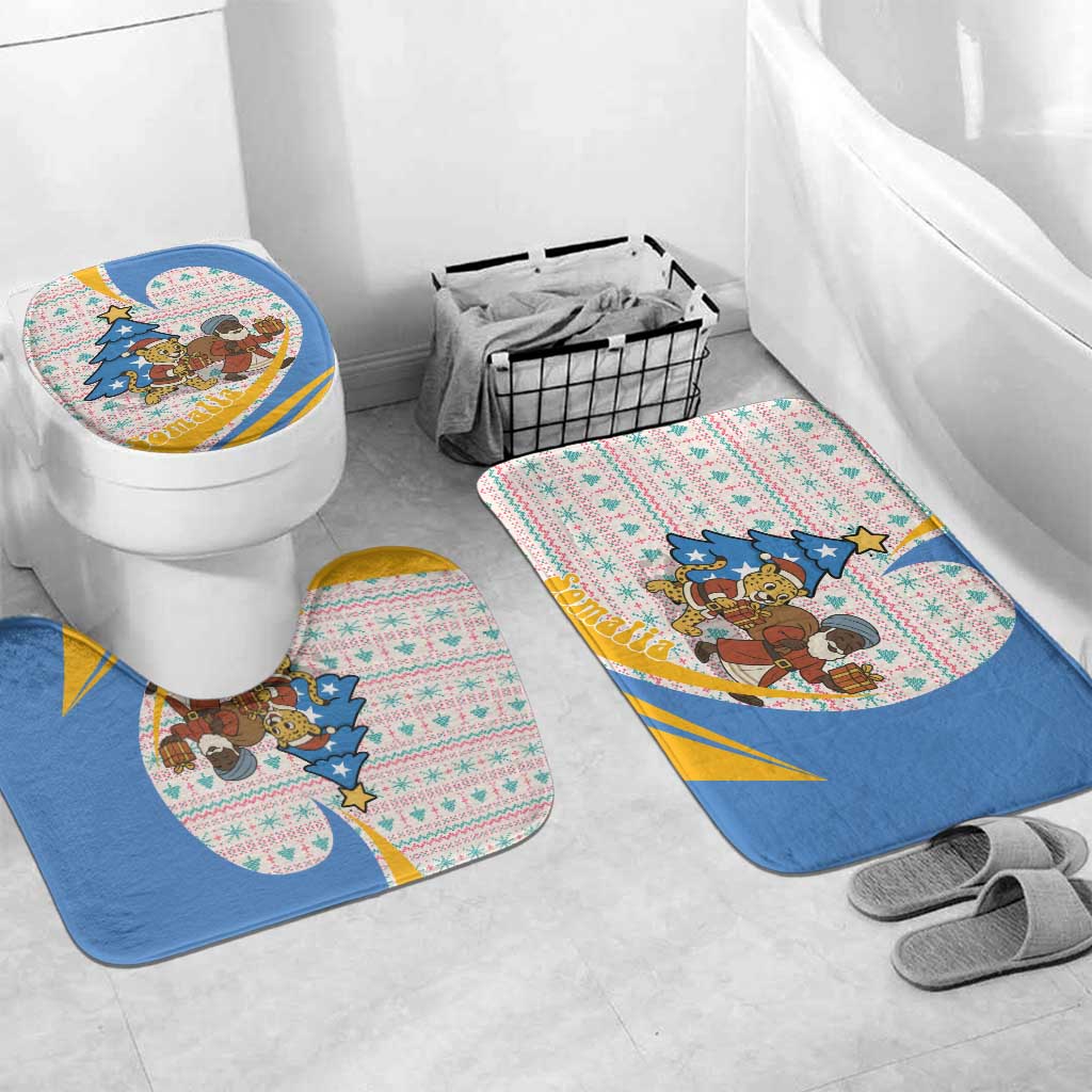 Somalia Christmas Bathroom Set with Santa Cheetah Christmas Tree Village Scene and Festive Snowflake - Wonder Print Shop