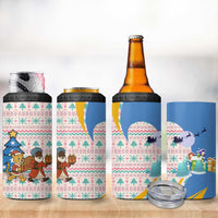 Somalia Christmas 4 in 1 Can Cooler Tumbler with Santa Cheetah Christmas Tree Village Scene and Festive Snowflake - Wonder Print Shop